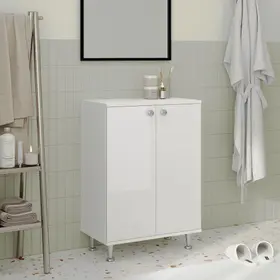 Corp Baie Zaria, 2 Usi, Alb lucios/Alb, MDF, L 60 x l 35 x H 85 cm